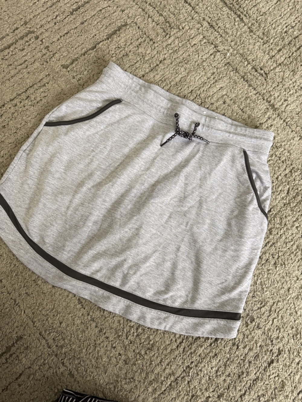 Gray Drawstring Athletic Skirt with Black Trim short skirt